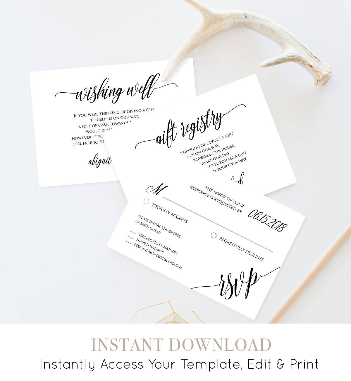 Free Wedding Registry Card Template Enclosure Card Template Printable Insert Card Editable File