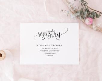 Free Wedding Registry Card Template formal Script Wedding Invitation Enclosure Card Set Printable
