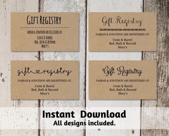 Free Wedding Registry Card Template Printable Wedding Registry Card Template by Instantinvitation