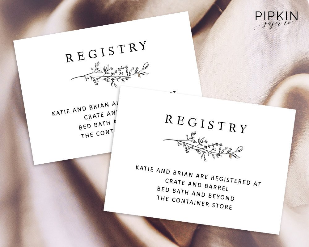 Free Wedding Registry Card Template Wedding Registry Card Enclosure Card Template Baby Shower