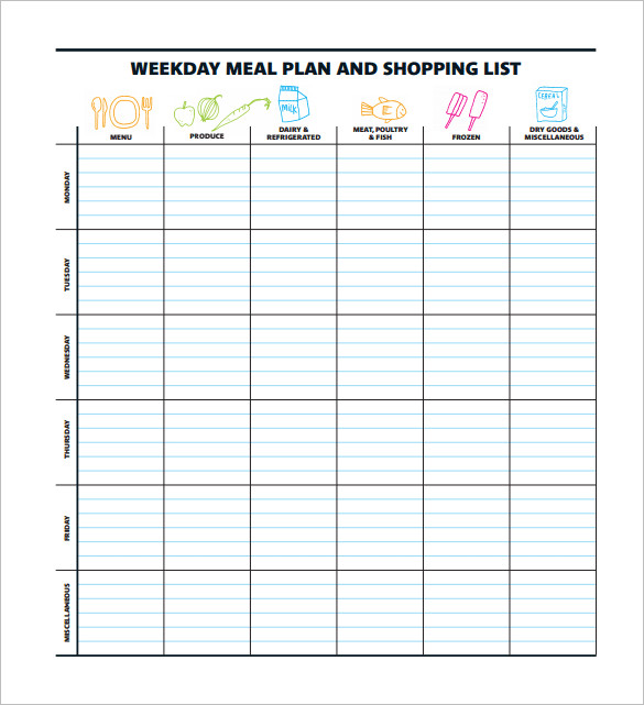 Free Weekly Meal Planner Template 15 Meal Planning Templates Word Excel Pdf