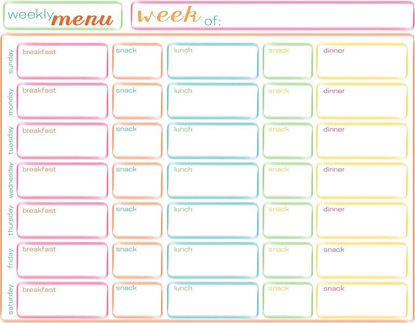 Free Weekly Meal Planner Template 45 Printable Weekly Meal Planner Templates