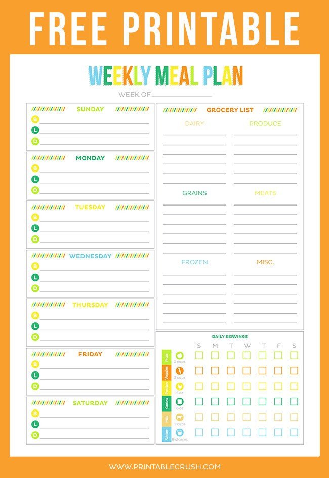 Free Weekly Meal Planner Template Free Printable Weekly Meal Planner Printable Crush