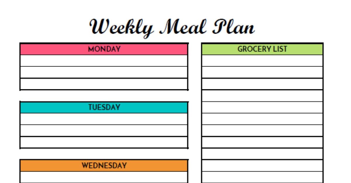 Free Weekly Meal Planner Template Free Weekly Meal Planning Printable with Grocery List