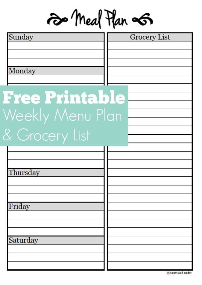 Free Weekly Meal Planner Template Meal Planning Free Weekly Menu Planner Printable