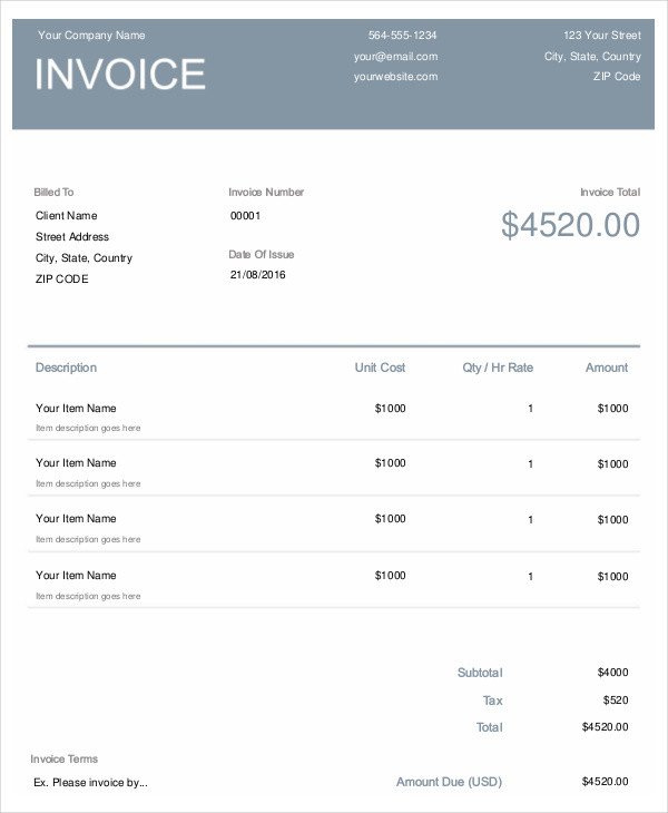 Freelance Hourly Invoice Template 7 Freelance Invoice Examples &amp; Samples Word Pdf