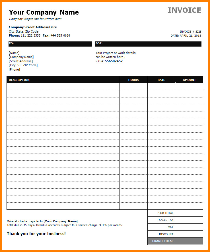 Freelance Hourly Invoice Template 8 Hourly Billing Template