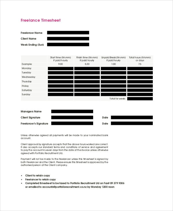Freelance Hourly Invoice Template Sample Freelance Invoice 7 Documents In Pdf Word