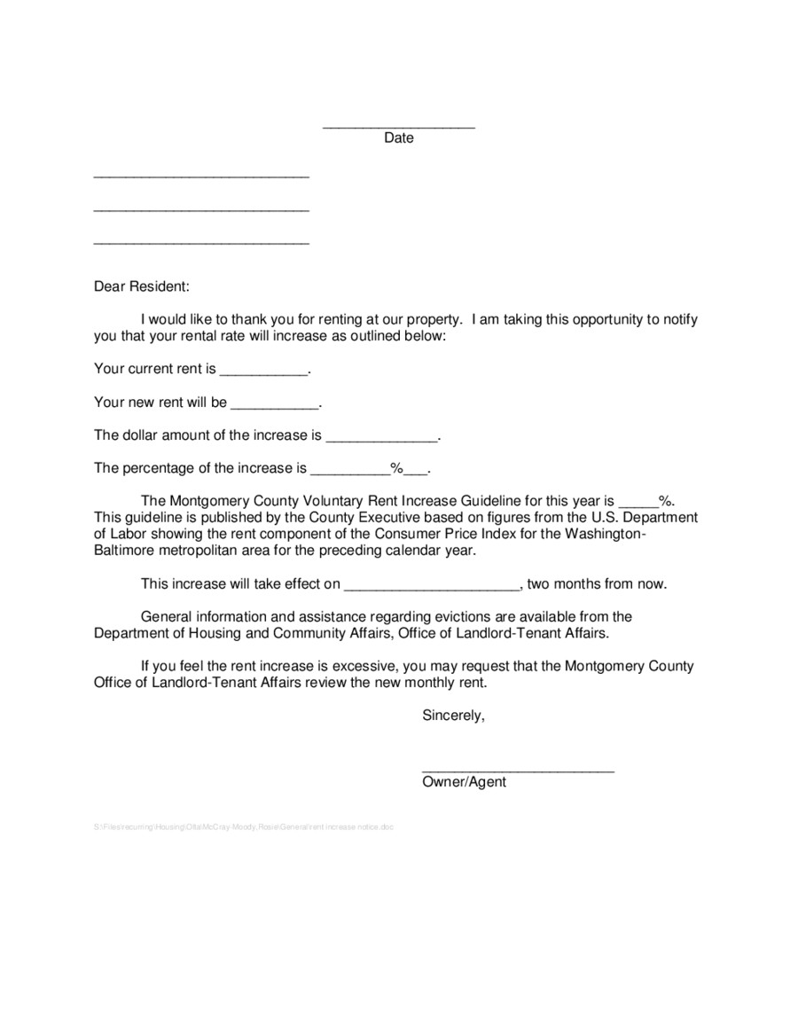 Friendly Rent Increase Letter 2019 Rent Increase Letter Fillable Printable Pdf