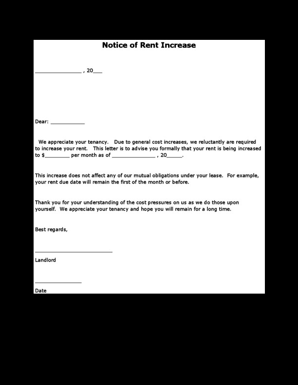Friendly Rent Increase Letter Rent Increase Letter Legalforms