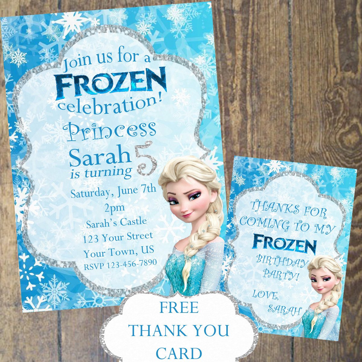 Frozen Birthday Invitations Cards Frozen Invitation and Thank You Card by Designsbycarrielee