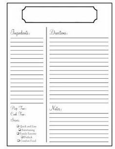 Full Page Recipe Template Editable Full Page Recipe Template for Word