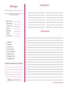 Full Page Recipe Template Editable Monogram Recipe Sheet Editable Recipe Card Preppy Template