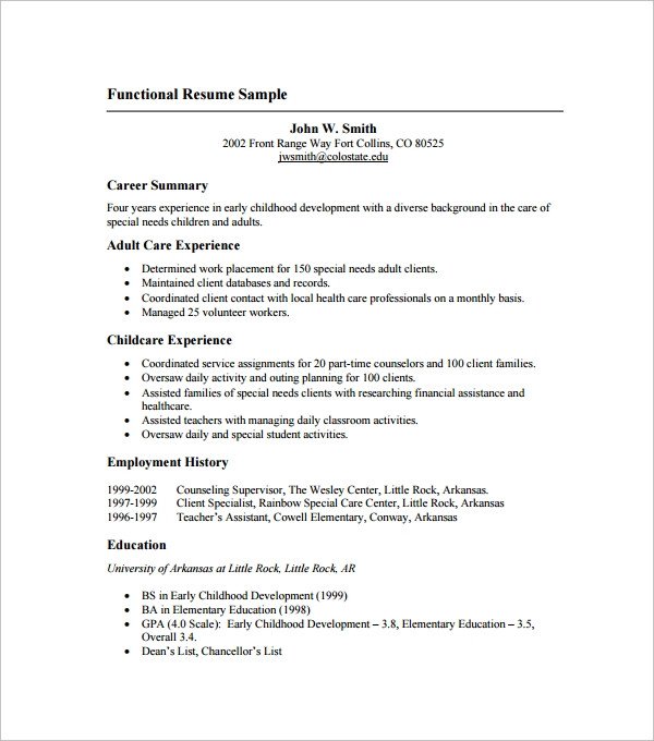 Functional Resume Templates Word Sample Resume Template 53 Download In Psd Pdf Word