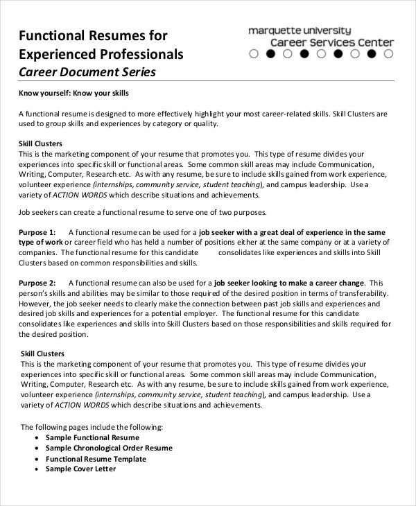 Functional Resumes Templates Free 10 Functional Resume Templates Pdf Doc