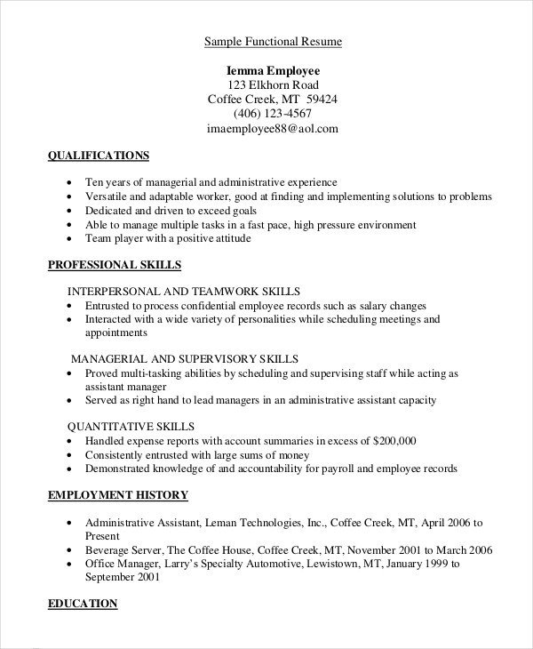 Functional Resumes Templates Free 10 Functional Resume Templates Pdf Doc