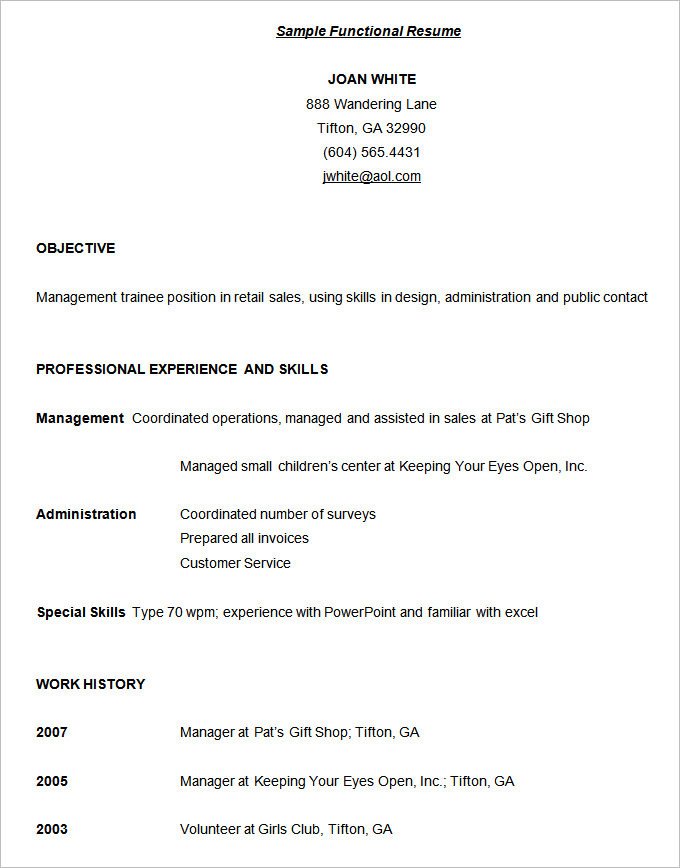 Functional Resumes Templates Free Functional Resume Template – 15 Free Samples Examples