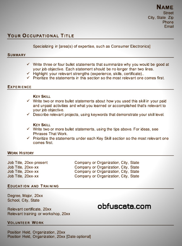Functional Resumes Templates Free Resume Templates