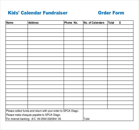 Fundraising order form Templates Blank Fundraiser order forms