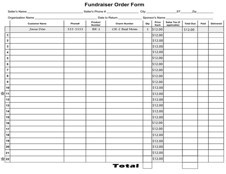 Fundraising Plan Template Excel Free Blank order form Template