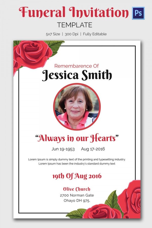 Funeral Announcement Template Free 15 Funeral Invitation Templates – Free Sample Example