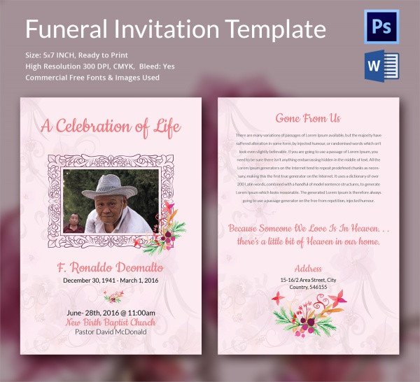 Funeral Announcement Template Free Sample Funeral Invitation Template 11 Documents In Word