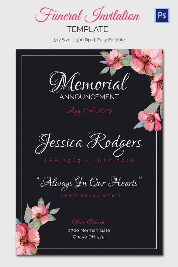 Funeral Invitation Template Free 15 Funeral Invitation Templates – Free Sample Example