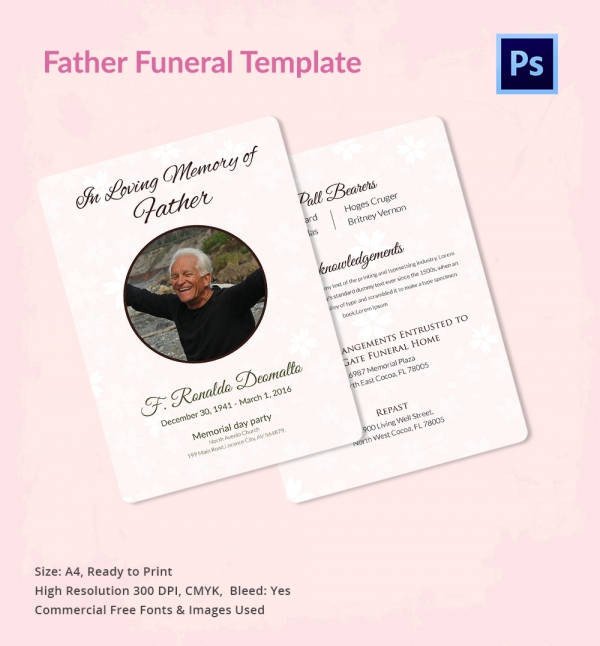 Funeral Invitation Template Free Funeral Program Template 10 Free Word Psd format