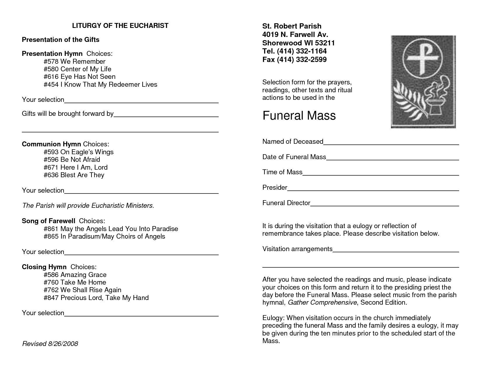 Funeral Mass Booklet Template 29 Of Downloadable Catholic Funeral Template