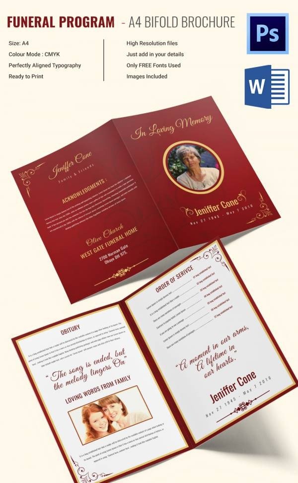 Funeral Pamphlet Template Free 31 Funeral Program Templates – Free Word Pdf Psd
