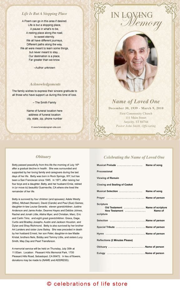 Funeral Pamphlet Template Free Alexandria Printable Funeral Program Template