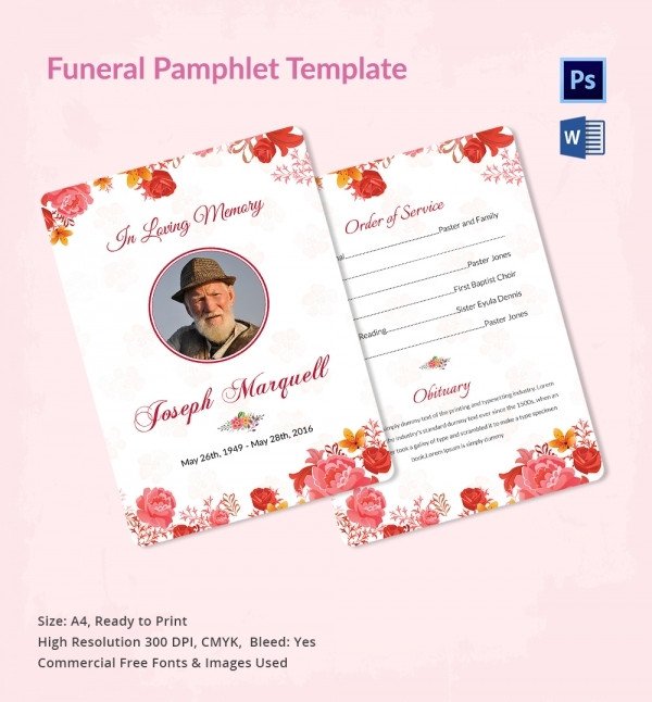 Funeral Pamphlet Template Free Funeral Program Template 16 Word Psd Document Download