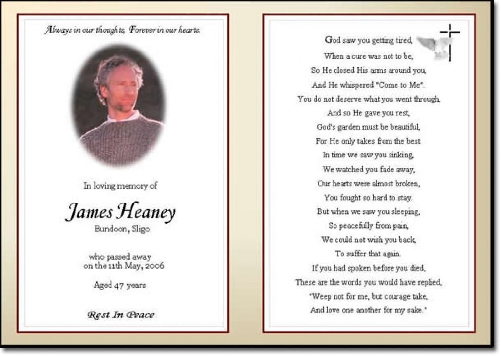 Funeral Prayer Cards Templates Business Card Word Template Funeral Prayer Card Template