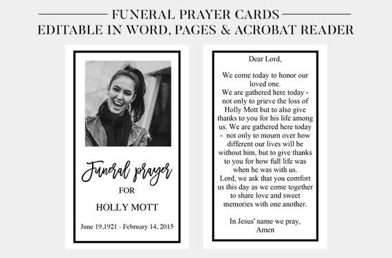 Funeral Prayer Cards Templates Funeral Prayer Cards Printable Funeral Cards Memorial