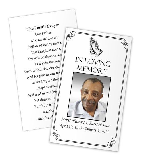 Funeral Prayer Cards Templates Praying Hands Memorial Prayer Card Template Elegant