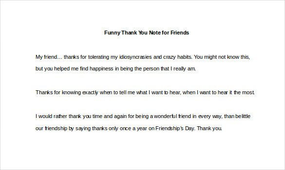Funny Thank You Notes 10 Funny Thank You Notes – Free Sample Example format