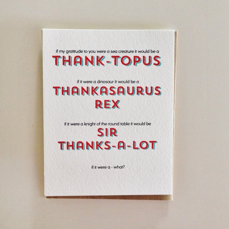 Funny Thank You Notes Many Thanks Funny Thank You Card by Crumpleandtoss On Etsy