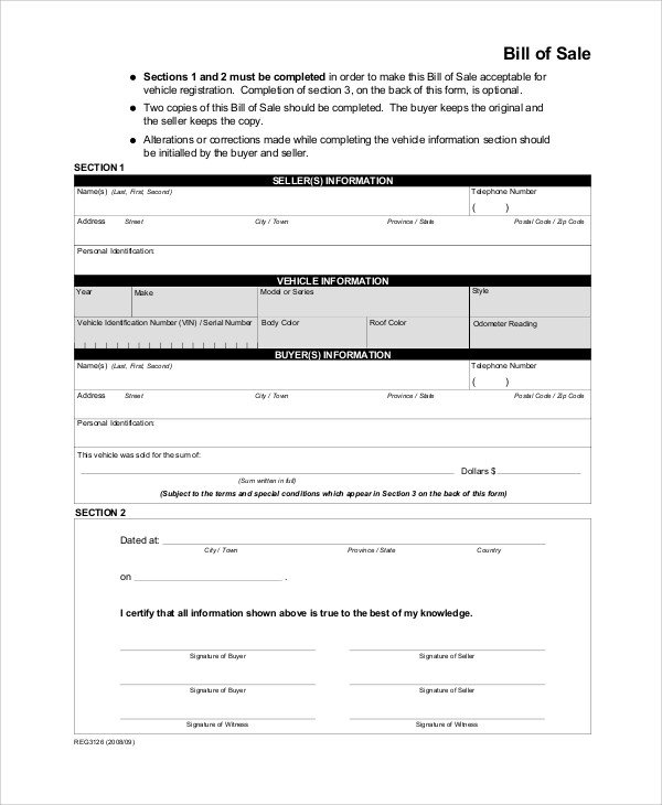 Furniture Bill Of Sale Sample Bill Of Sale form 9 Examples In Pdf Word