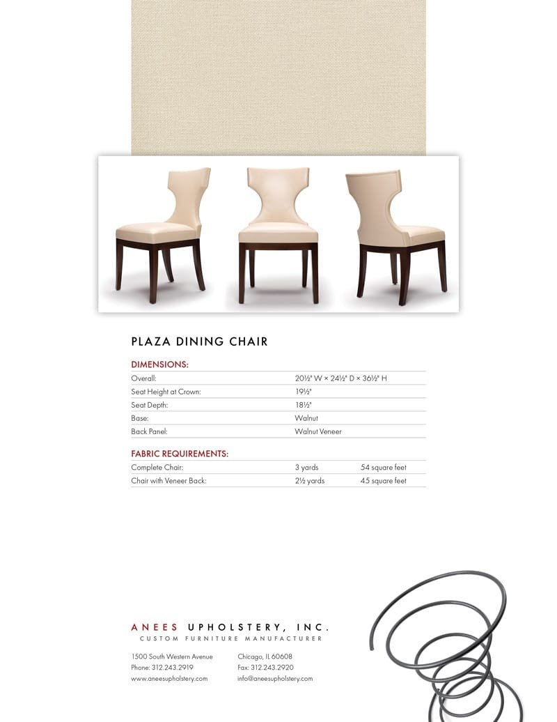 Furniture Spec Sheet Template Anees Upholstery Catalog N A Designlab