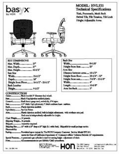 Furniture Spec Sheet Template Basyx by Hon Vl531 High Back Mesh Fabric Task Chair 42 12
