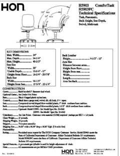 Furniture Spec Sheet Template Hon fortask 5903 Multi Task Chair 40 12 H X 24 W X 34