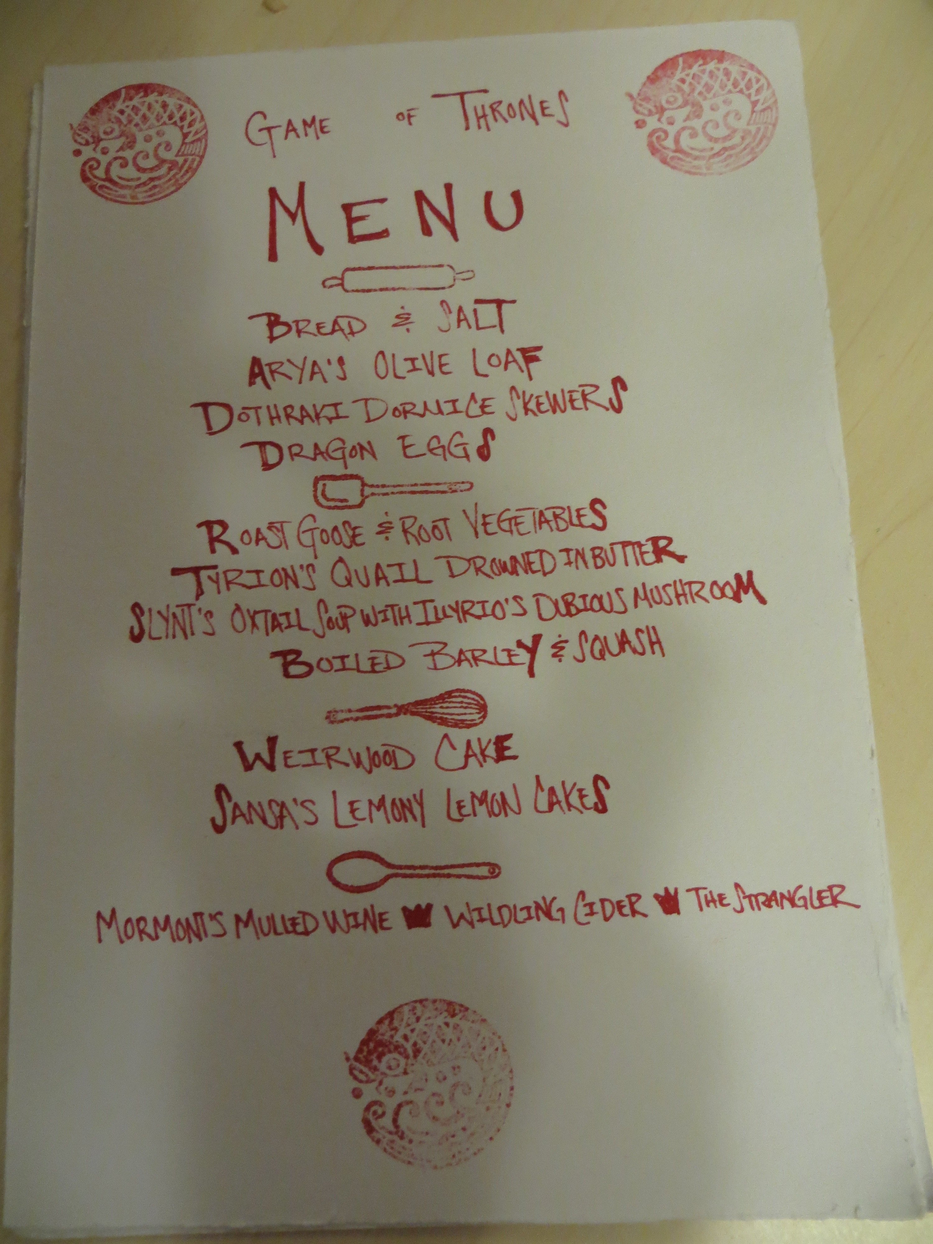 Game Of Thrones Menu Template Game Of Thrones Dinner Party