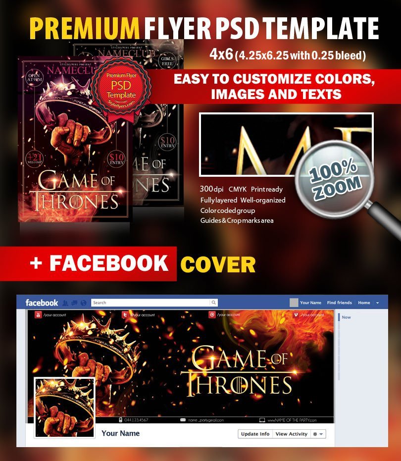 Game Of Thrones Menu Template Game Of Thrones Party Psd Flyer Template 8308 Styleflyers