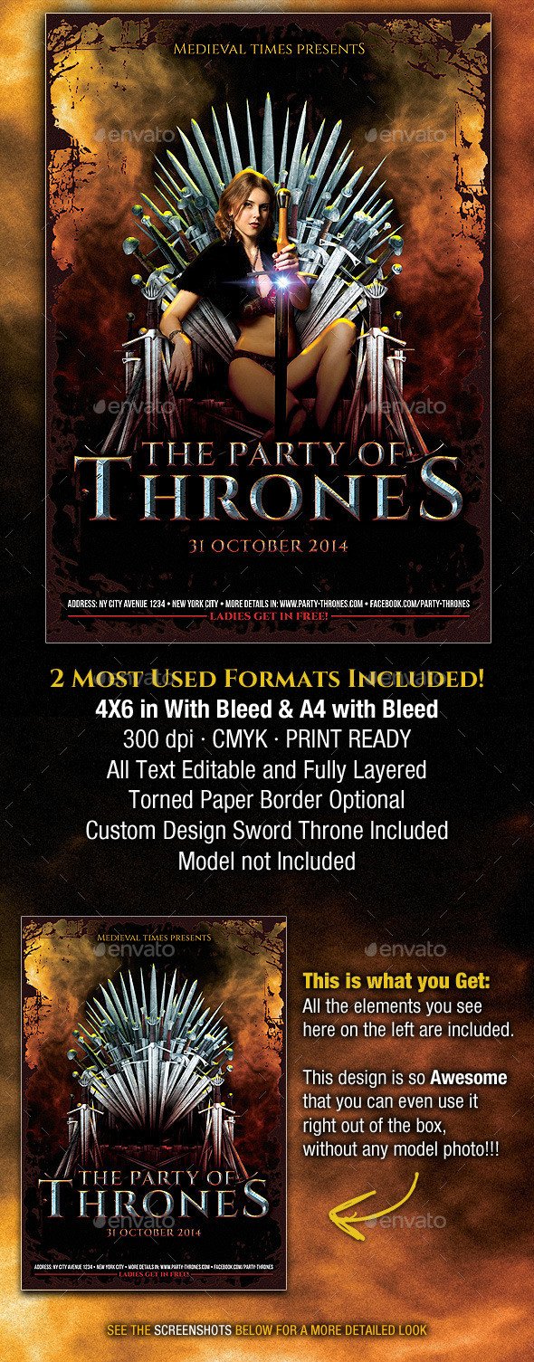 Game Of Thrones Menu Template the Party Of Thrones Me Val Flyer by Pvillage