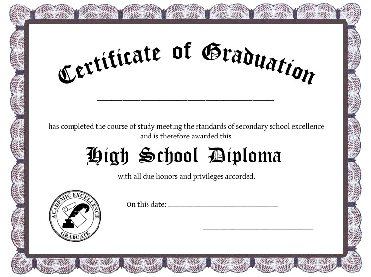 Ged Certificate Template Download High School Diploma Template