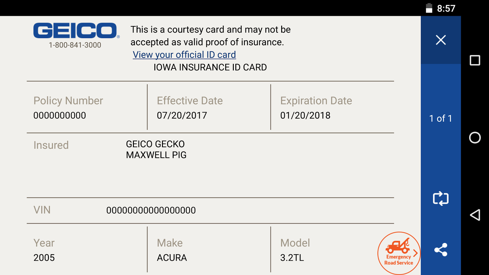 Geico Insurance Card Template Download Geico Insurance