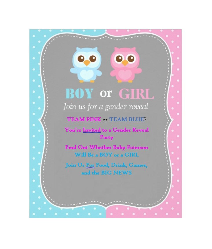 Gender Reveal Invitation Template 17 Free Gender Reveal Invitation Templates Template Lab