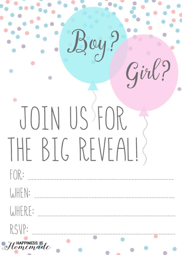 Gender Reveal Invitation Template Baby Gender Reveal Party Ideas Happiness is Homemade