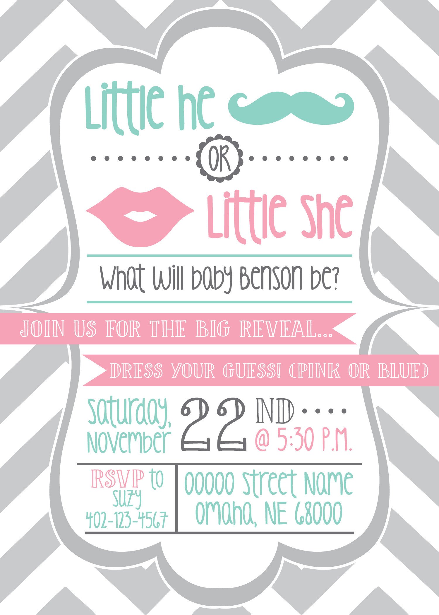 Gender Reveal Invitation Template Baby Shower Invites Announcements & More