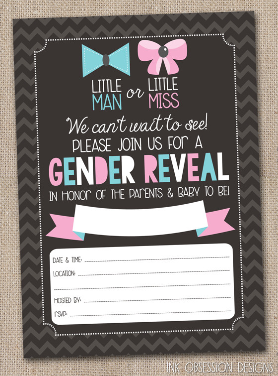 Gender Reveal Invitation Template Ink Obsession Designs Gender Reveal Party Printable